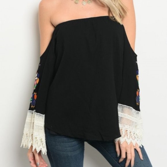 Black Off Shoulder Top - Picture 2 of 4
